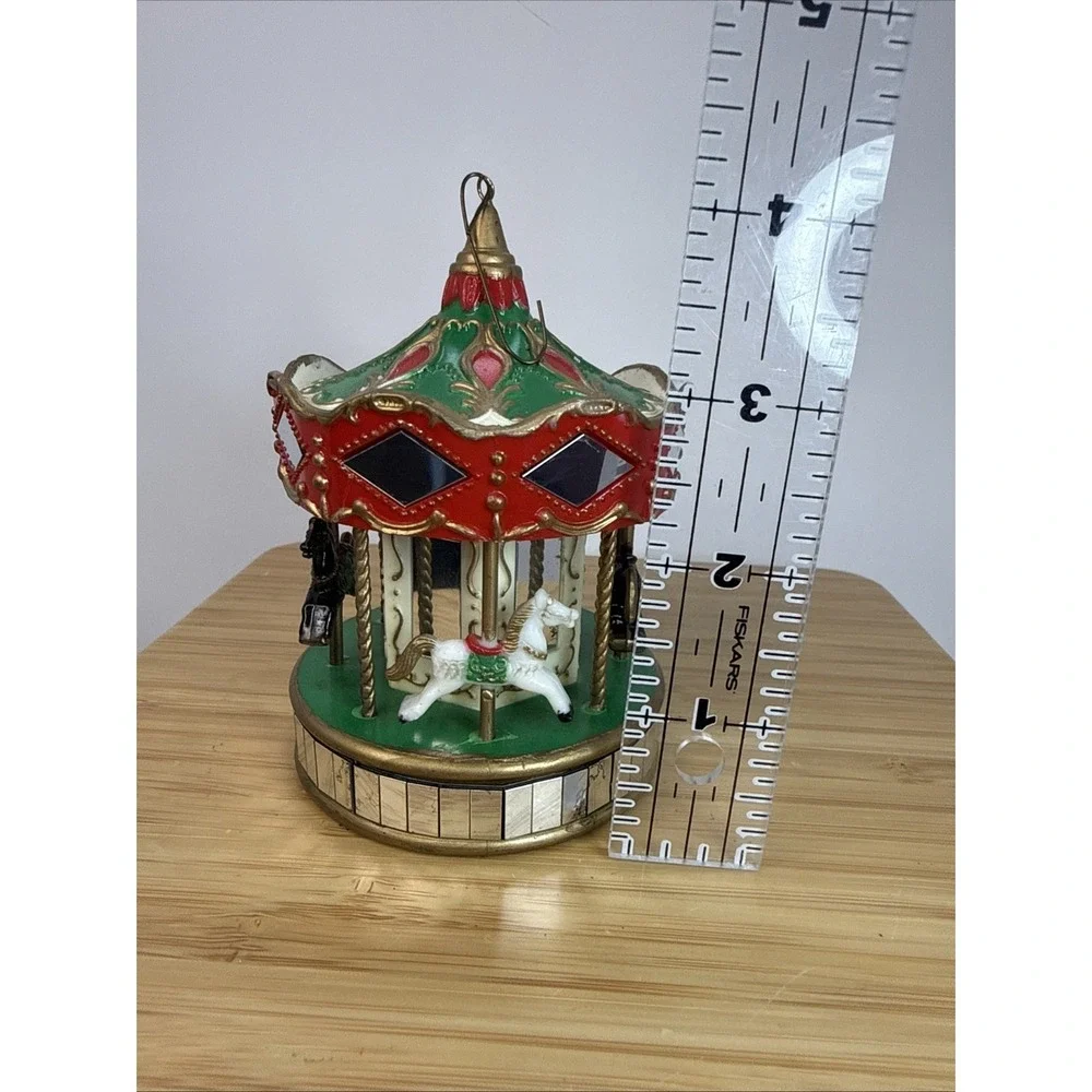 Vintage 1991 Noma Mirror Carousel 4 Horses Merry-Go-Round Ornament/Figurine‎ 4